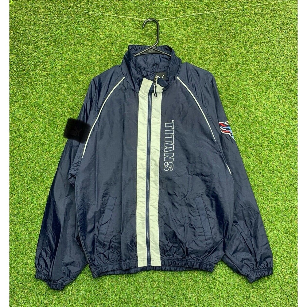 Vintage Tennessee Titans Windbreaker Jacket Mens Medium Nylon Full Zip Up 90s